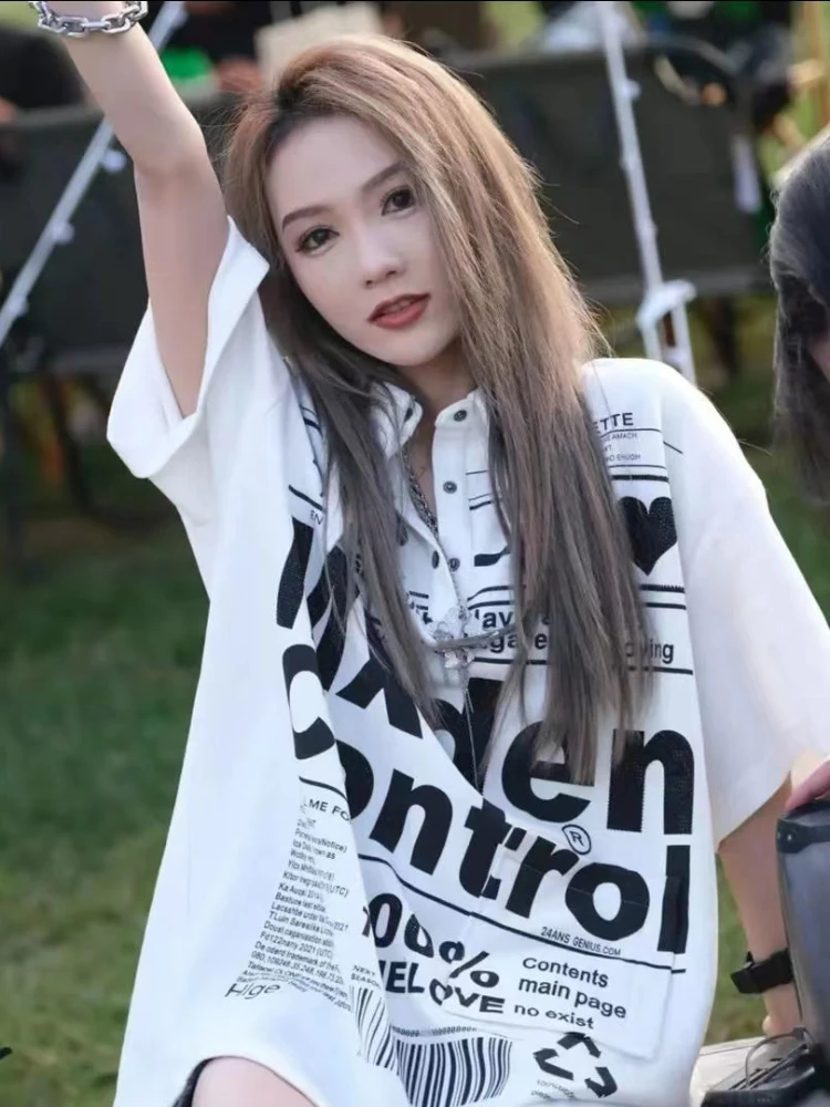 Turn Down Collar T Shrts Half Sleeve Letter Print Casual Loose Lazy Style Tops Streetwear Aesthetic Y2k 2022 Women's Clothing
Turn Down Collar T Shrts Half Sleeve Letter Print Casual Loose Lazy Style Tops Streetwear Aesthetic Y2k 2022 Women's Clothing