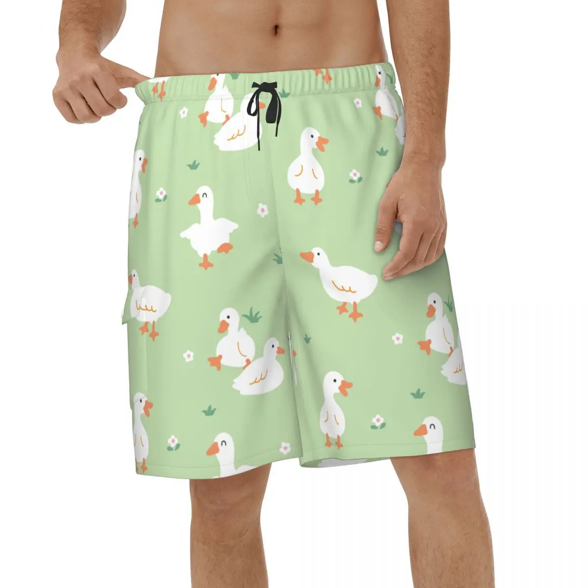 

Cartoon Cute Duck And Chicken Shorts Summer Men's Swimming Shorts Casual Male Beachwear