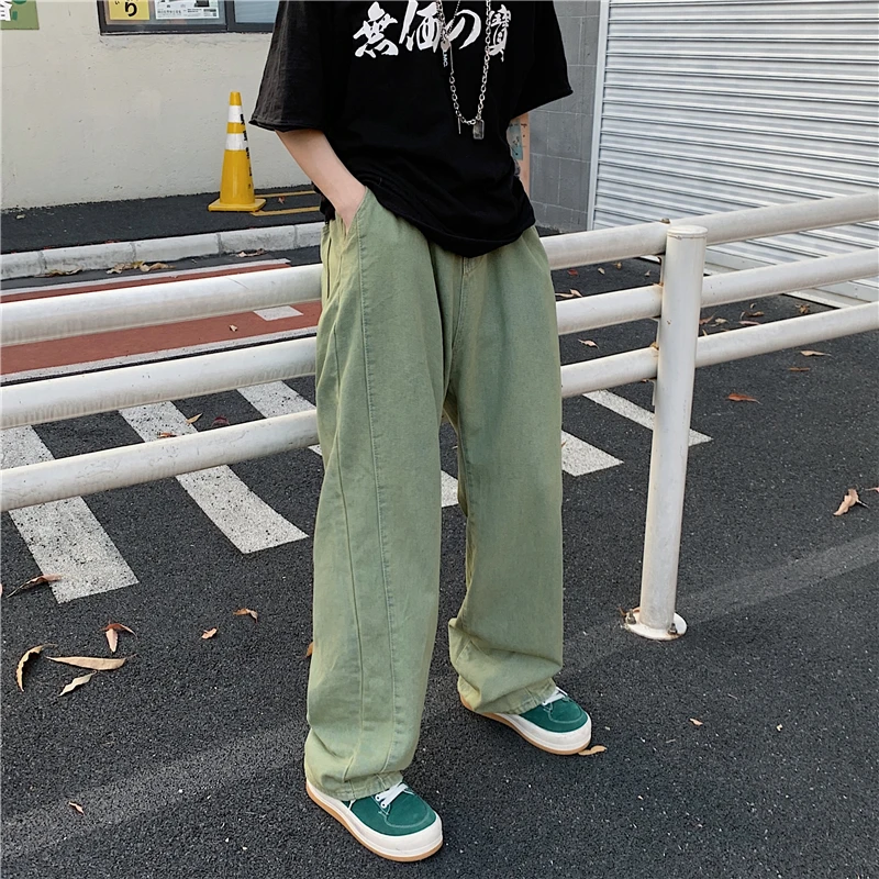 Retro Washed Denim Trousers Men's and Women's Autumn and Winter Loose Straight Tide Brand Green Casual Wide-leg Pants
Retro Washed Denim Trousers Men's and Women's Autumn and Winter Loose Straight Tide Brand Green Casual Wide-leg Pants