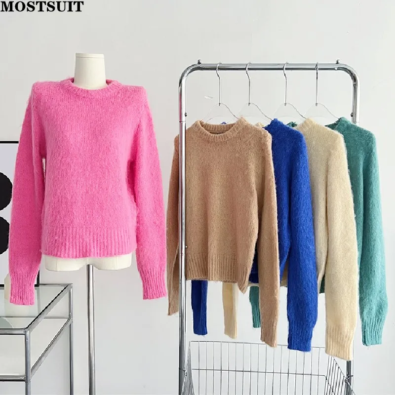 Women's Sweater Pullover 2022 Autumn Winter Soft Furry Elegant Fashion Loose Tops Knitwear Long Sleeve O-neck Ladies Jumpers
Women's Sweater Pullover 2022 Autumn Winter Soft Furry Elegant Fashion Loose Tops Knitwear Long Sleeve O-neck Ladies Jumpers