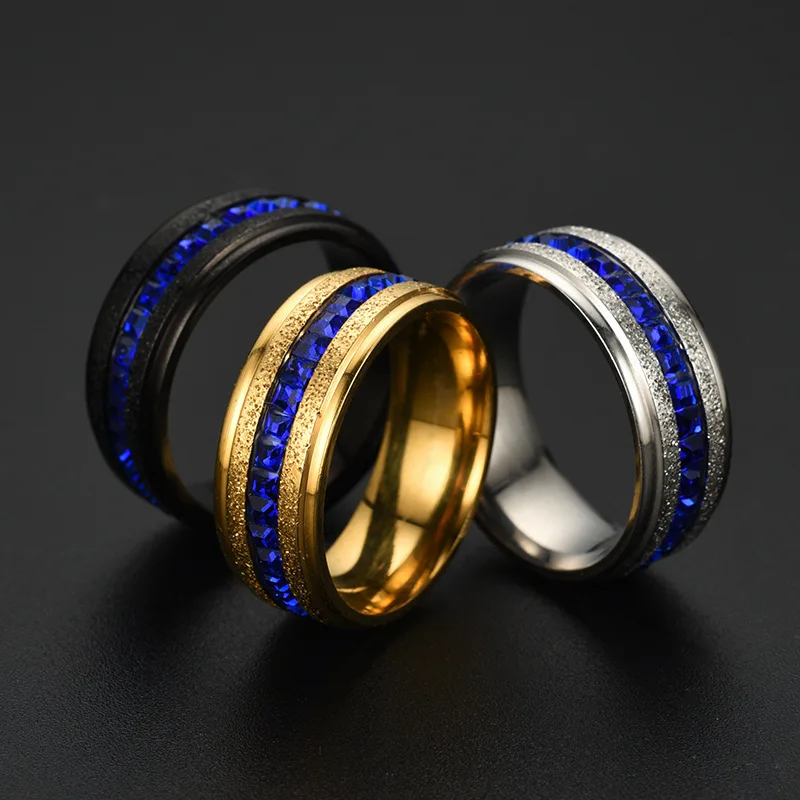 Black Gold 8mm Stainless Steel Circle Blue Crystal Ring for Men Women Custom Engrave Lover Couple Wedding Charm Jewelry
Black Gold 8mm Stainless Steel Circle Blue Crystal Ring for Men Women Custom Engrave Lover Couple Wedding Charm Jewelry