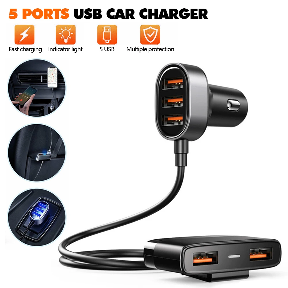 5 Ports 6.2A USB Car Charge Quick Fast Charging Adapter For iPhone 12 Xiaomi Huawei Samsung Mobile Phone Charger Adapter in Car
5 Ports 6.2A USB Car Charge Quick Fast Charging Adapter For iPhone 12 Xiaomi Huawei Samsung Mobile Phone Charger Adapter in Car