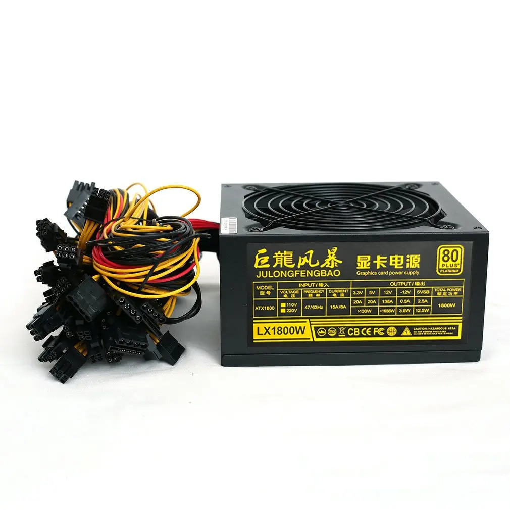 

1800W/2000W Mining Power Supply Miner Graphics Card For Mining 180~240V ATX PSU 16+4pin Power Supply For Mining Host Plate