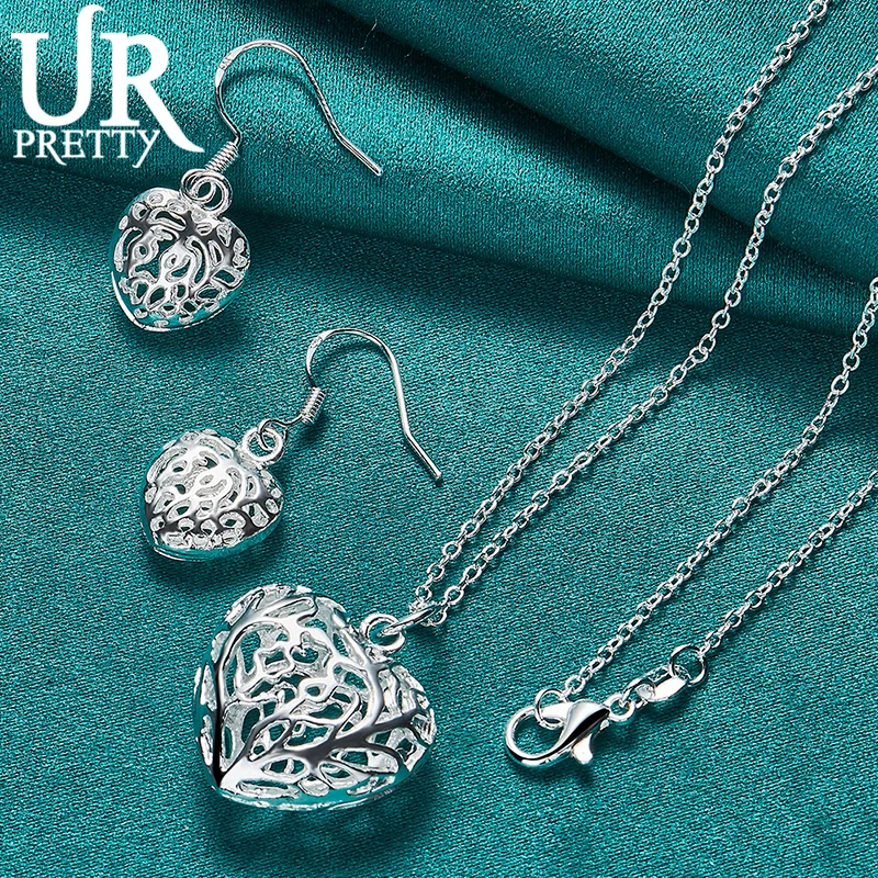 925 Sterling Silver Romantic Heart Shaped Exquisite Hollow Out Set Fashion Women's Party Wedding Charm Jewelry
925 Sterling Silver Romantic Heart Shaped Exquisite Hollow Out Set Fashion Women's Party Wedding Charm Jewelry