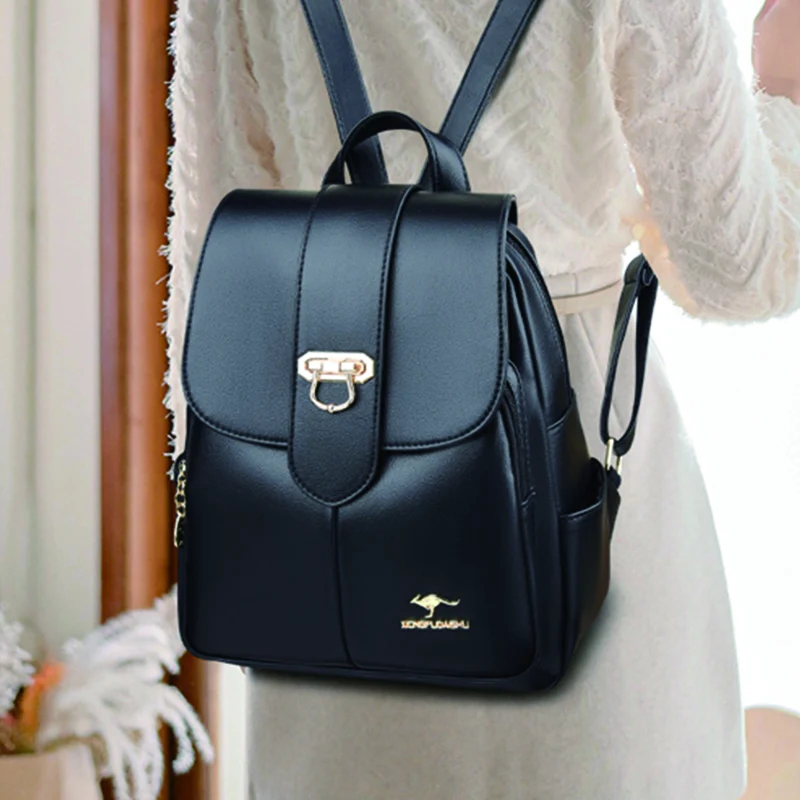 Black Women's Leather Backpack Vintage Feminina PU Bagpack High Quality Waterproof Rucksack Large Capacity Anti Theft Mochila
Black Women's Leather Backpack Vintage Feminina PU Bagpack High Quality Waterproof Rucksack Large Capacity Anti Theft Mochila