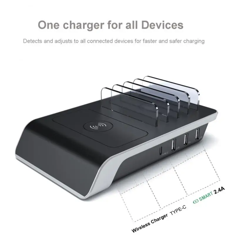 5 In 1 Wireless Charging Multifunctional 4usb Qucik Charger Wireless Charging Station Portable Charger Station New 45w
5 In 1 Wireless Charging Multifunctional 4usb Qucik Charger Wireless Charging Station Portable Charger Station New 45w