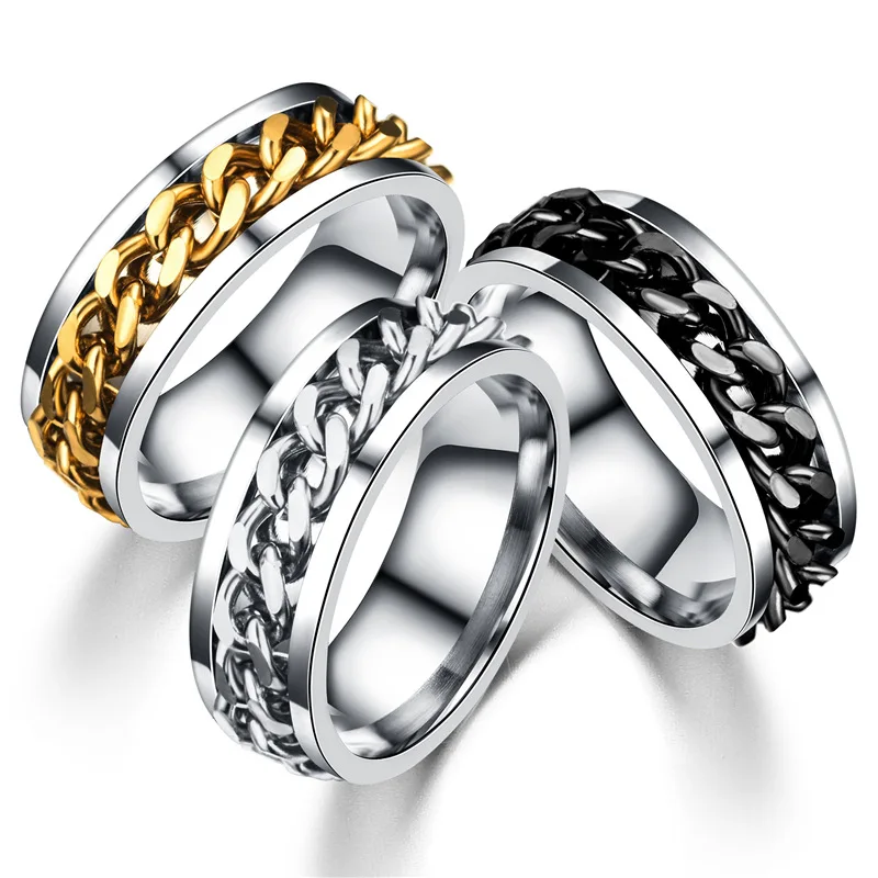 New Cool Stainless Steel Rotatable Couple Ring High Quality Spinner Chain Rotable Rings for Women Man Punk Jewelry Party Gift
New Cool Stainless Steel Rotatable Couple Ring High Quality Spinner Chain Rotable Rings for Women Man Punk Jewelry Party Gift