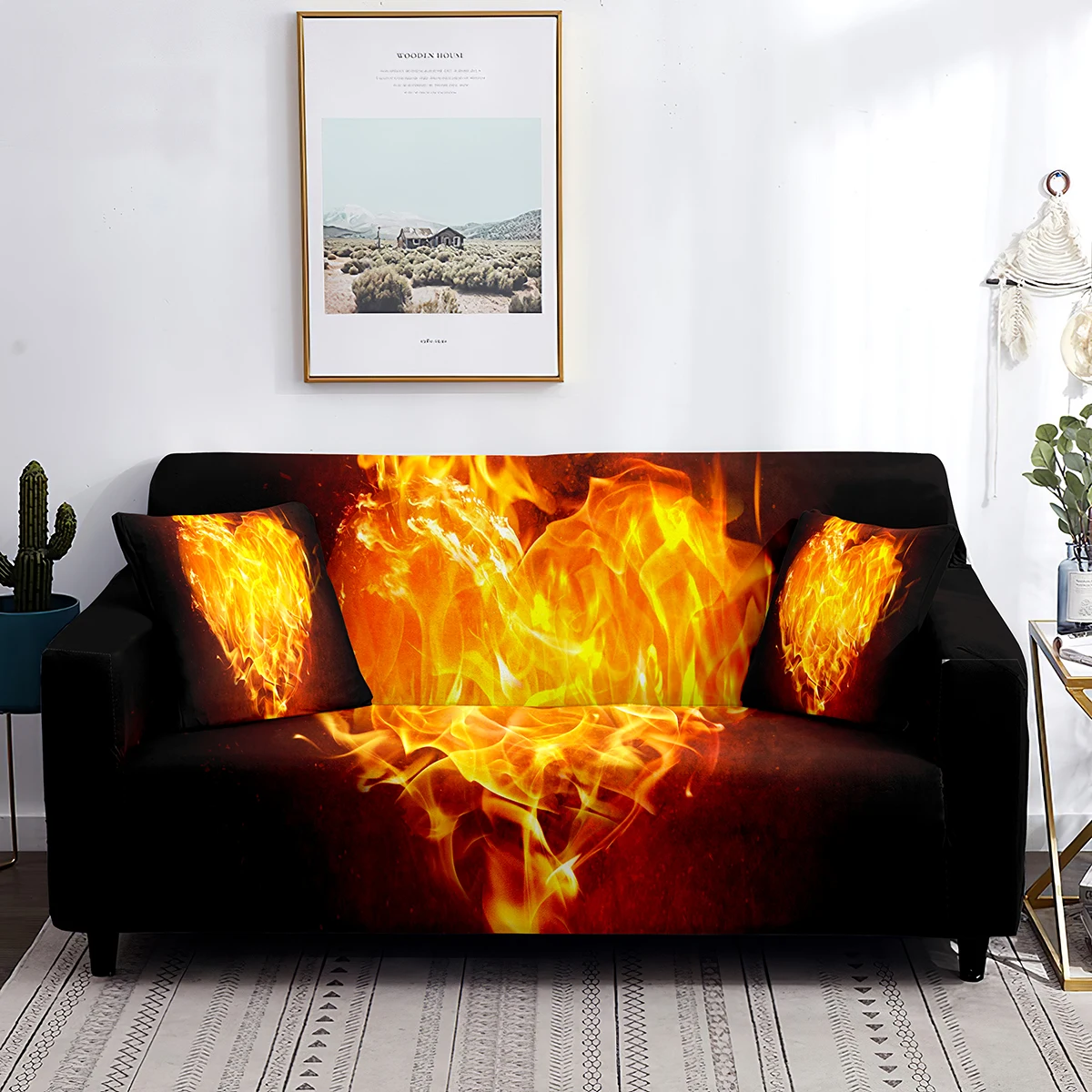 

Elastic Sofa Cover Ice and Fire Couch Covers for Living Room Flame Washable L-shaped Slipcovers Sofa 1/2/3/4 Seaters Anti-Dust