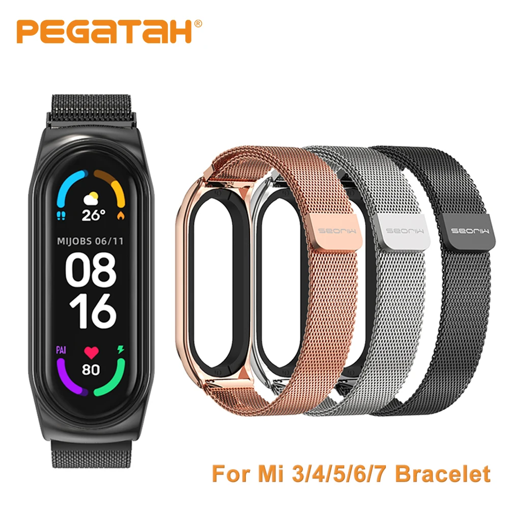 

Milanese for Xiaomi Mi Band 6 5 4 Strap Stainless Steel Metal Bracelet Magnetic Suction Universal Watch Wrist Strap Accessories