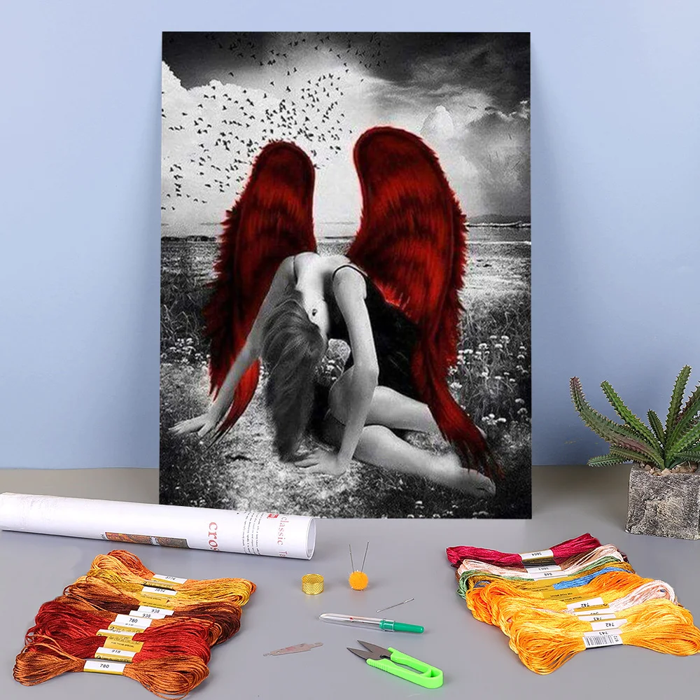 Black Angel Beauty Printed Canvas 11CT Cross Stitch Embroidery Full Kit DMC Threads Handicraft Craft Hobby Handiwork Sales
Black Angel Beauty Printed Canvas 11CT Cross Stitch Embroidery Full Kit DMC Threads Handicraft Craft Hobby Handiwork Sales