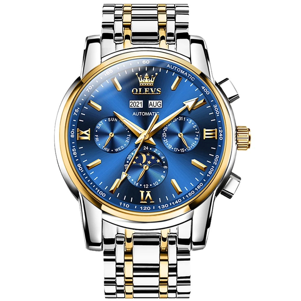 OLEVS Fashion Men Mechanical Watch Top Brand Luxury Automatic Wristwatches Waterproof Multifunction Moon Phase Date Mens Watches
OLEVS Fashion Men Mechanical Watch Top Brand Luxury Automatic Wristwatches Waterproof Multifunction Moon Phase Date Mens Watches