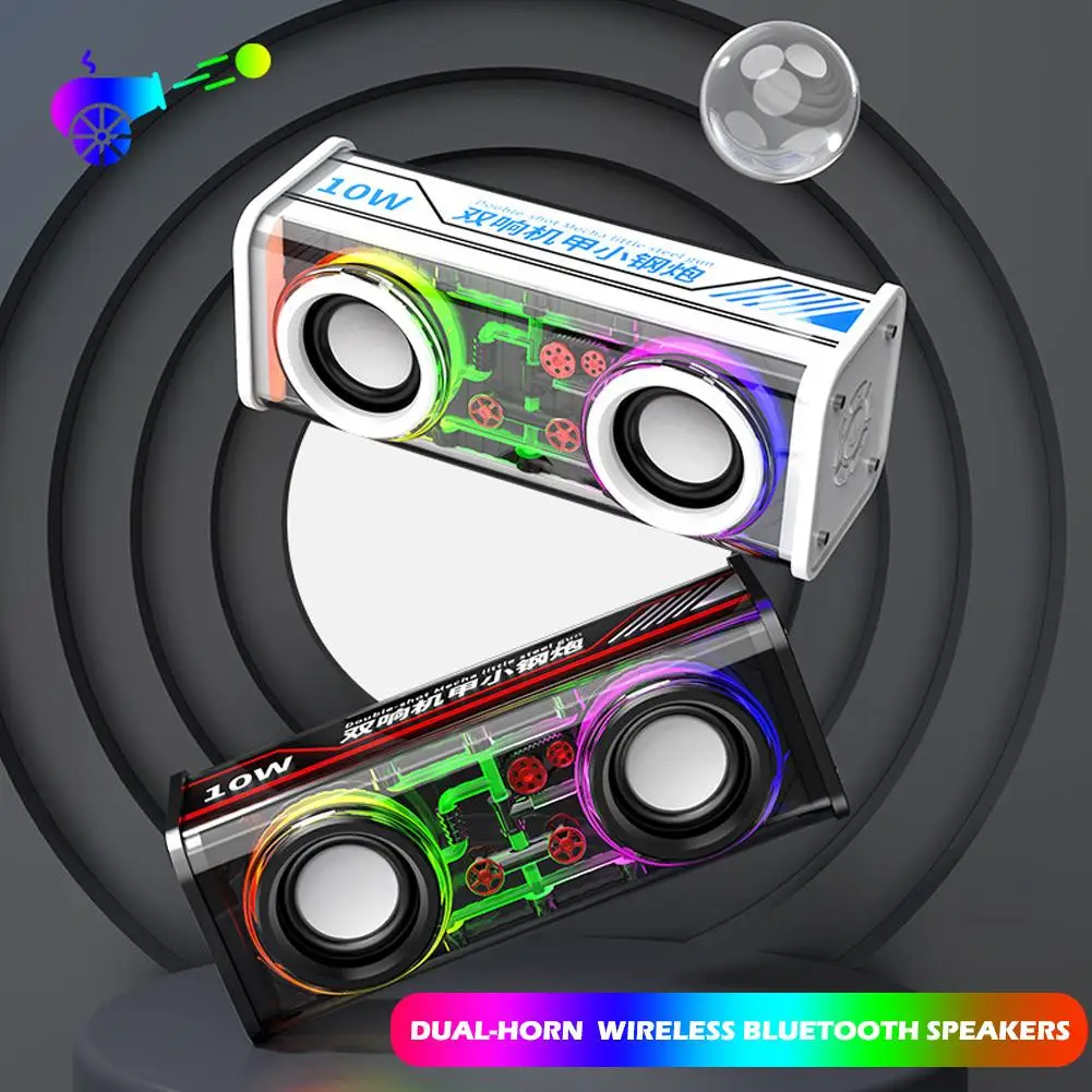 V8 Double Sound Transparent Mecha Speakers RGB Light Outdoor Sports Portable Subwoofer Wireless Bluetooth TWS Super Bass Audio
V8 Double Sound Transparent Mecha Speakers RGB Light Outdoor Sports Portable Subwoofer Wireless Bluetooth TWS Super Bass Audio