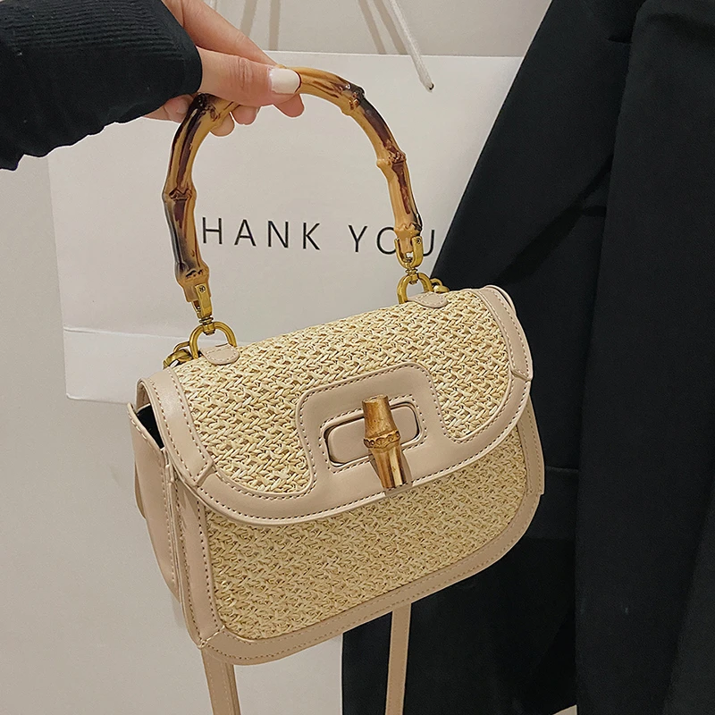 Luxury Brand Bamboo Handle Straw Handbag Summer Fashion Shoulder Bag for Women Designer Ladies Flap Crossbody Bag Small Tote Sac
Luxury Brand Bamboo Handle Straw Handbag Summer Fashion Shoulder Bag for Women Designer Ladies Flap Crossbody Bag Small Tote Sac