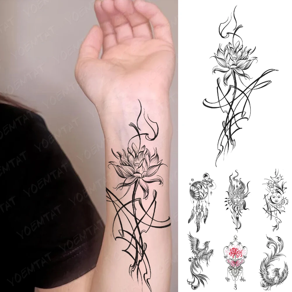 Waterproof Temporary Tattoo Sticker Black Line Sketch Flower Rave Festival Sexy Thigh Tato Body Art Arm Fake Tattoos Men Women
Waterproof Temporary Tattoo Sticker Black Line Sketch Flower Rave Festival Sexy Thigh Tato Body Art Arm Fake Tattoos Men Women