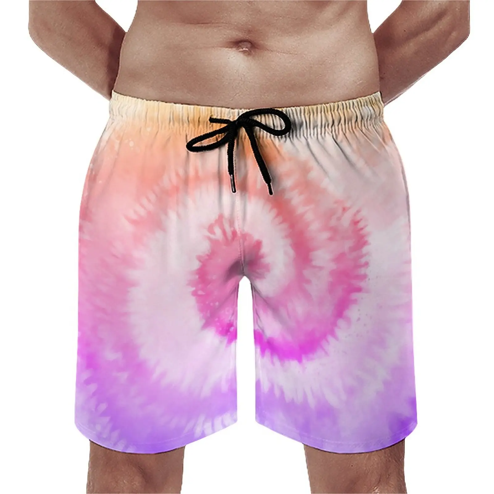 

Ombre Tie Dye Board Shorts Summer Rainbow Swirl Print Classic Beach Shorts Men's Sports Surf Quick Dry Graphic Swim Trunks