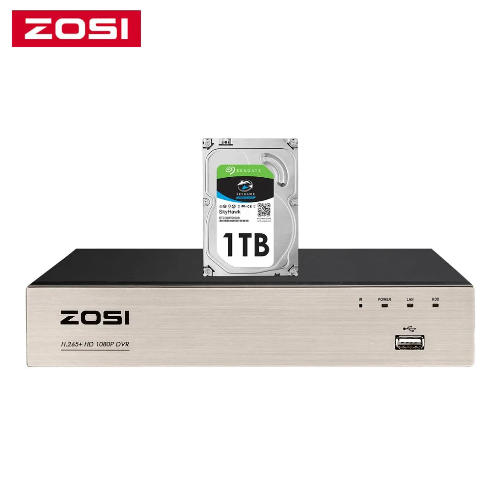 

ZOSI 8 Channel TVI 4-IN-1 DVR H.265+ 1080p Security CCTV DVR 8CH Mini Hybrid HDMI DVR Support Analog/AHD/TVI/CVI Camera