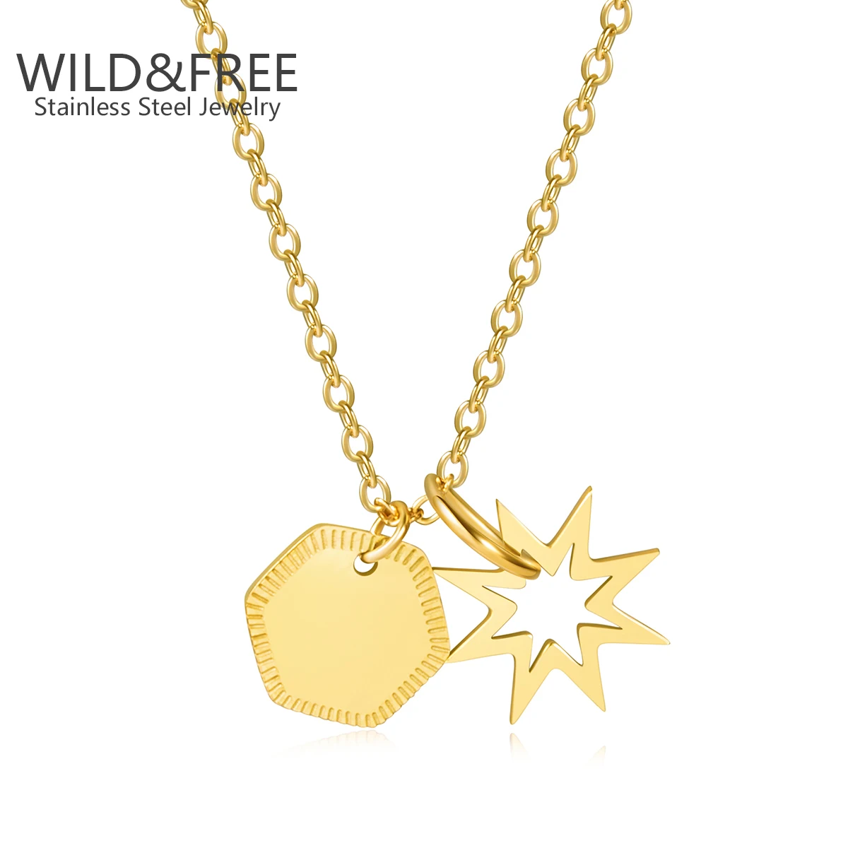 Wild & Free Stainless Steel Necklaces for Women Gold Plated Pendant Trend Star Neck Chokers Gift for Girlfriend 2022 Hot Sale
Wild & Free Stainless Steel Necklaces for Women Gold Plated Pendant Trend Star Neck Chokers Gift for Girlfriend 2022 Hot Sale