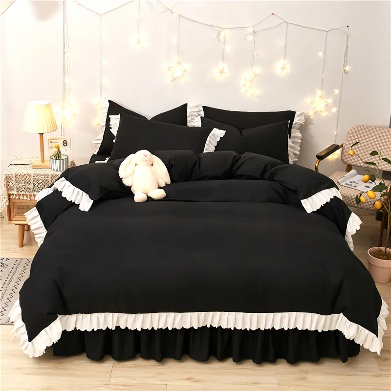 3/4pcs Solid Ruffles Bedding Set Duvet Cover Bed Skirt Bed Flat Sheet Princess Quilt Bedspread Cover Twin Full Queen King Size
3/4pcs Solid Ruffles Bedding Set Duvet Cover Bed Skirt Bed Flat Sheet Princess Quilt Bedspread Cover Twin Full Queen King Size