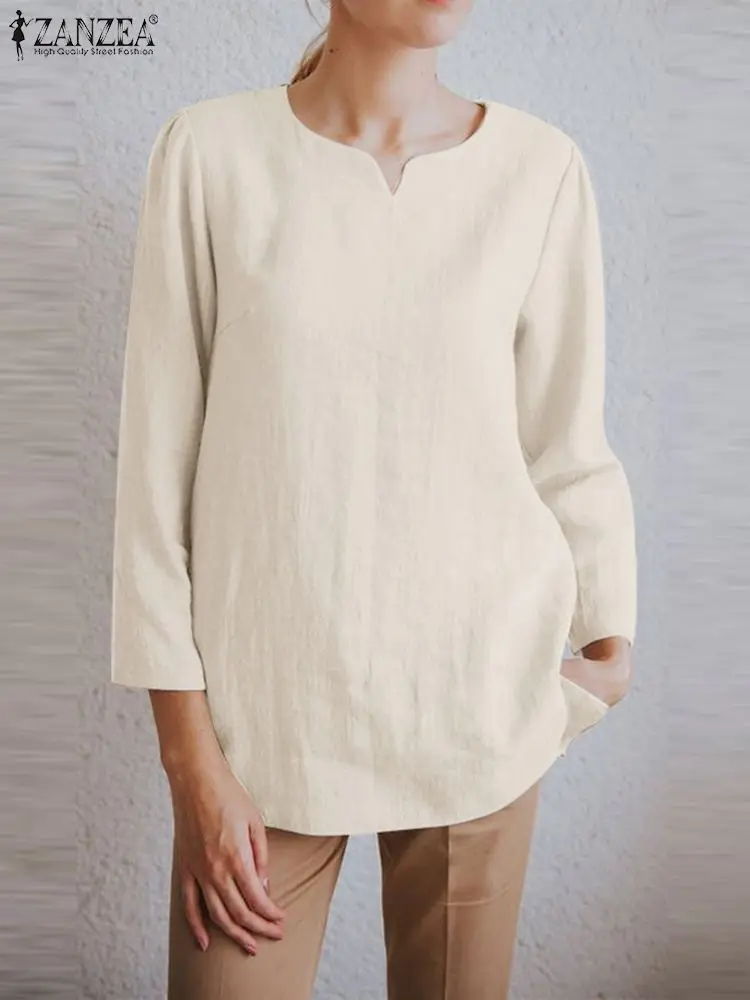 Women Summer Causal Blouse ZANZEA Fashion Long Sleeve V Neck Shirt Retro Cotton Solid Blusas Elegant Work Tops Holiday Chemise
Women Summer Causal Blouse ZANZEA Fashion Long Sleeve V Neck Shirt Retro Cotton Solid Blusas Elegant Work Tops Holiday Chemise