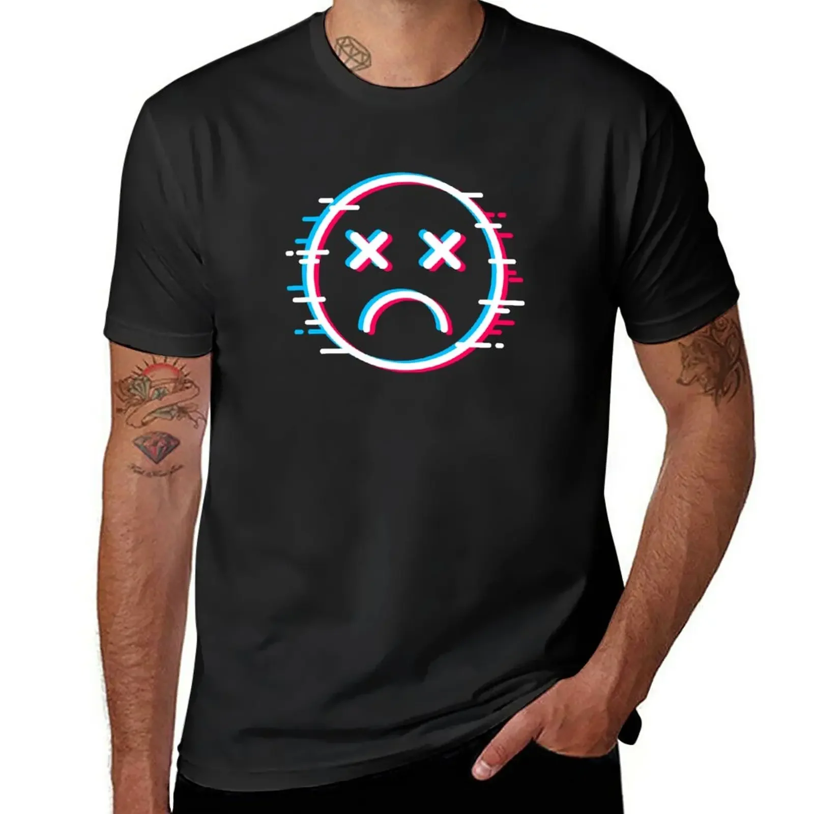 Футболка Glitch Face Sad Mask быстросохнущие футболки с животным принтом для мальчиков
