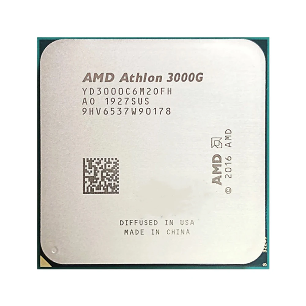 AMD Athlon 3000G X2 3000G 3.5 GHz Dual-Core Quad-Thread CPU Processor YD3000C6M2OFH Socket AM4 
AMD Athlon 3000G X2 3000G 3.5 GHz Dual-Core Quad-Thread CPU Processor YD3000C6M2OFH Socket AM4