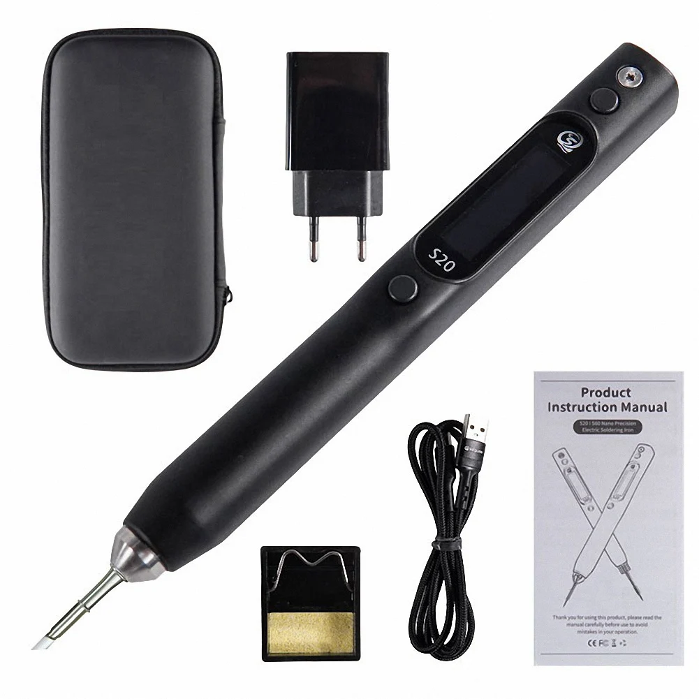 S20(K) Nano Electric Soldering Iron 0.91 Inch OLED 500℃ Support PD/QC Powers Compatible with C115 Soldering Iron EU Plug
S20(K) Nano Electric Soldering Iron 0.91 Inch OLED 500℃ Support PD/QC Powers Compatible with C115 Soldering Iron EU Plug