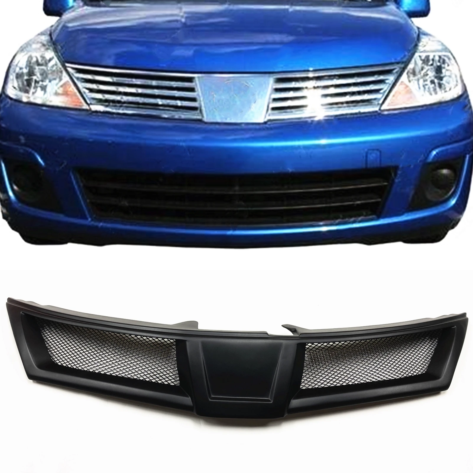 Matte Black Fiberglass Front Grille Grill Car Front Upper Bumper Hood Mesh Grid For Nissan Versa 2007-2012
Matte Black Fiberglass Front Grille Grill Car Front Upper Bumper Hood Mesh Grid For Nissan Versa 2007-2012