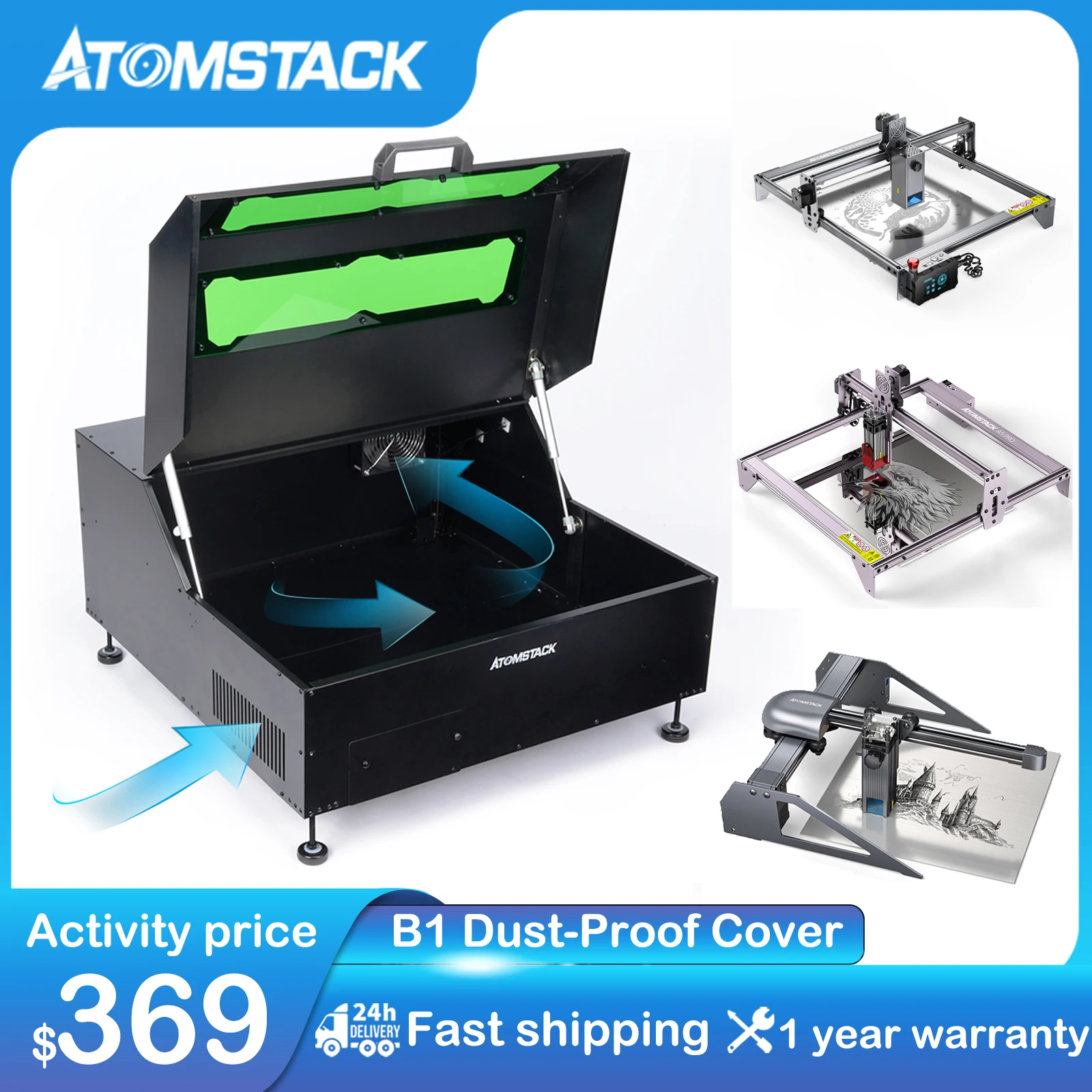 Atomstack B1 Dust-Proof Cover Safety Enclosure Detachable Laser Engraving Protection Box X7 A5 A10 S10 PRO Engraver CNC Router
Atomstack B1 Dust-Proof Cover Safety Enclosure Detachable Laser Engraving Protection Box X7 A5 A10 S10 PRO Engraver CNC Router
