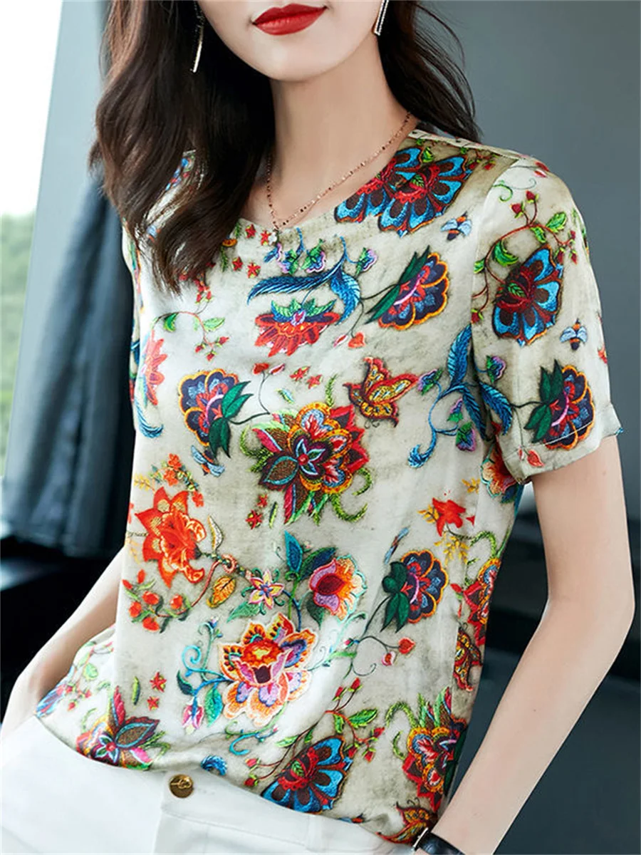 Women Summer Style Blouses Tops Lady Casual Short Sleeve O-Neck Loose Style Printed Blusas Tops DF4497
Women Summer Style Blouses Tops Lady Casual Short Sleeve O-Neck Loose Style Printed Blusas Tops DF4497