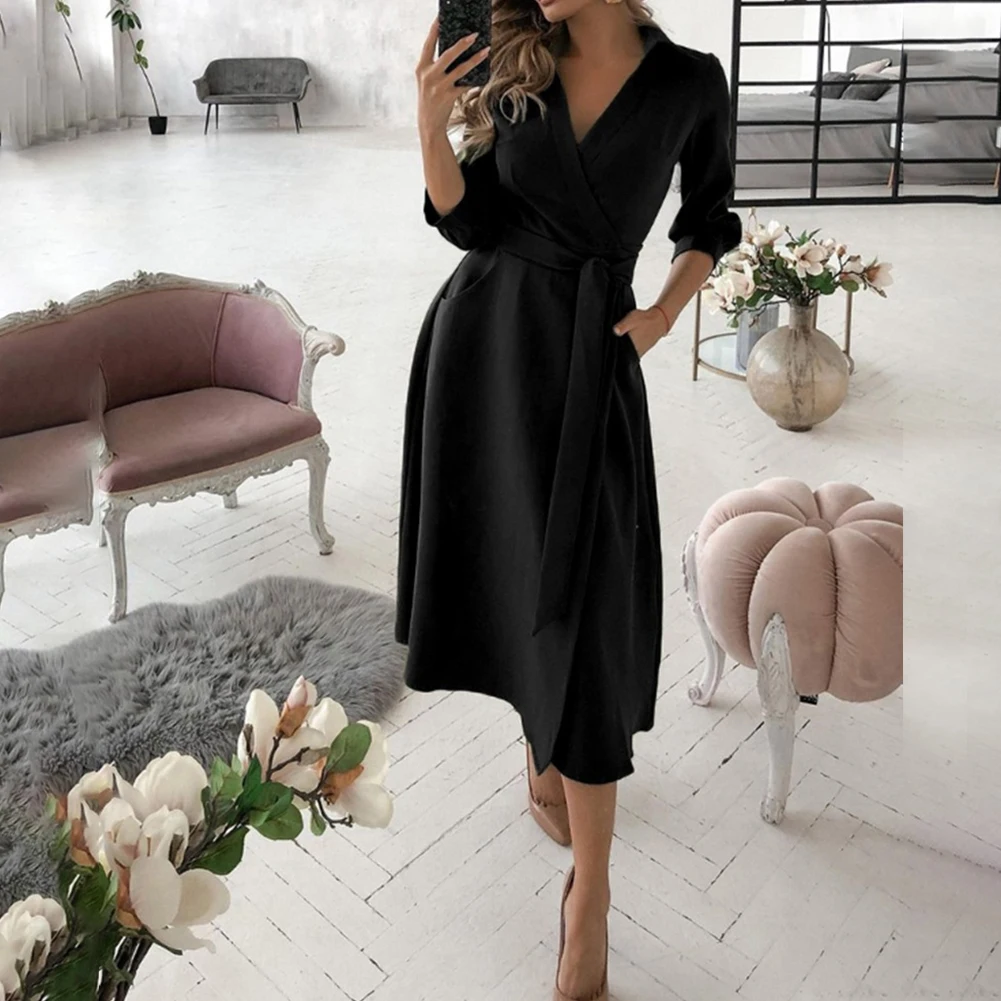 New Fashion Womens Long Sleeve Floral Midi Dress Lace Up Belted V-Neck Solid Wrap Dresses Solid Buttocks Waistband Ladies Skirts
New Fashion Womens Long Sleeve Floral Midi Dress Lace Up Belted V-Neck Solid Wrap Dresses Solid Buttocks Waistband Ladies Skirts