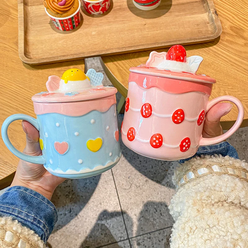 400ml Ceramic Coffee Mug Strawberry Water Cup with Lid and Spoon Strawberry Tea Cup Water Bottle Porcelain Mugs Coffee Cups
400ml Ceramic Coffee Mug Strawberry Water Cup with Lid and Spoon Strawberry Tea Cup Water Bottle Porcelain Mugs Coffee Cups
