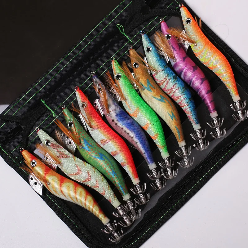 10Pcs Fishing Lure Squid Jig Hook Wooden Shrimp Artificial Fishing Lures Octopus Cuttlefish Shrimp Hard Fishing Bait with Bag
10Pcs Fishing Lure Squid Jig Hook Wooden Shrimp Artificial Fishing Lures Octopus Cuttlefish Shrimp Hard Fishing Bait with Bag