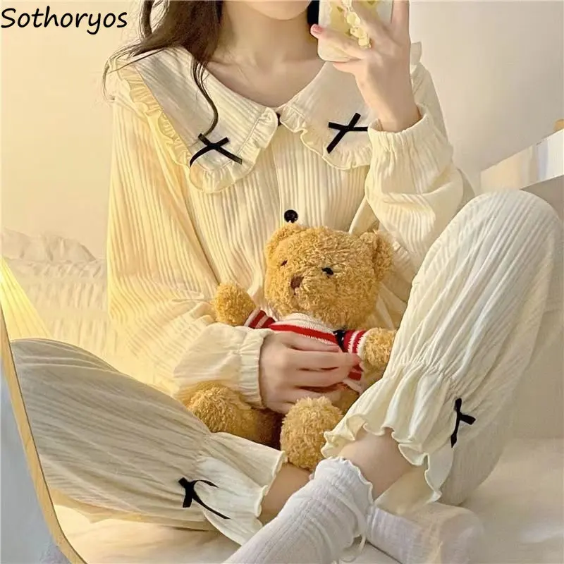 Pajama Sets Women Soft Fashion Sweet Home Spring Elegant Patchwork Korean Style Long Sleeve Creativity Ladies Simple Casual New
Pajama Sets Women Soft Fashion Sweet Home Spring Elegant Patchwork Korean Style Long Sleeve Creativity Ladies Simple Casual New