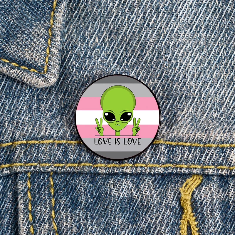 Demigirl Pride Alien Love Pin Custom Brooches Shirt Lapel teacher tote Bag backpacks Badge Cartoon gift brooches pins for women
Demigirl Pride Alien Love Pin Custom Brooches Shirt Lapel teacher tote Bag backpacks Badge Cartoon gift brooches pins for women