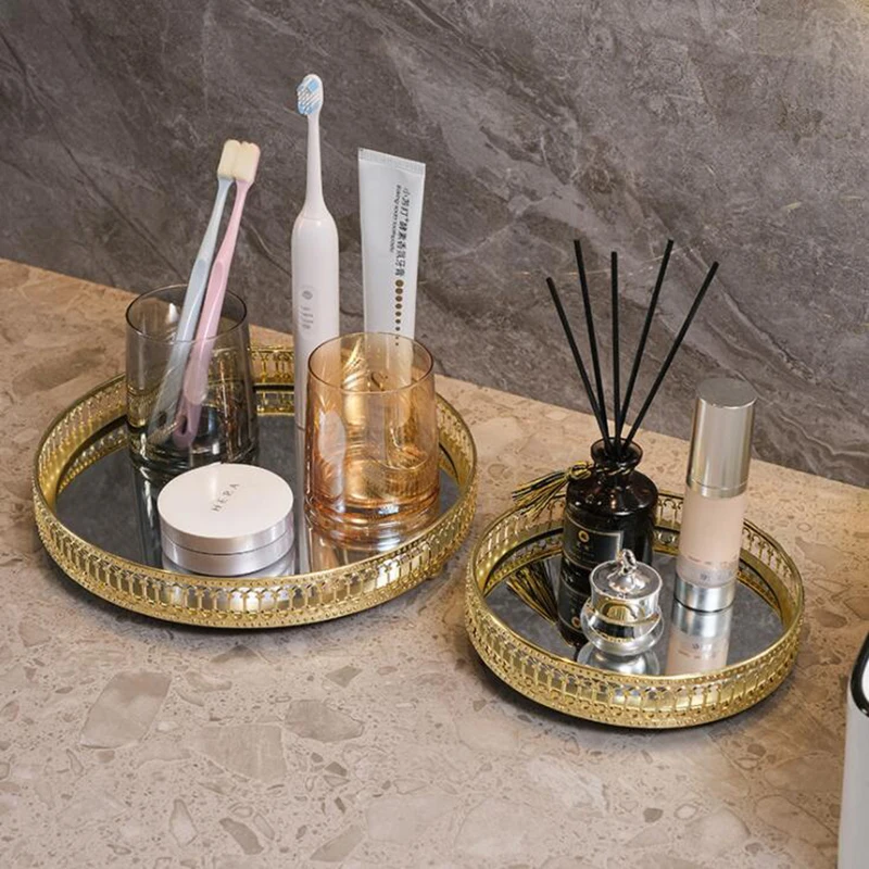 Metal Decorative Tray Organizer Storage Container Tray for Decoration Round Storage Baskets Glass Serving Tray Home Decoration
Metal Decorative Tray Organizer Storage Container Tray for Decoration Round Storage Baskets Glass Serving Tray Home Decoration
