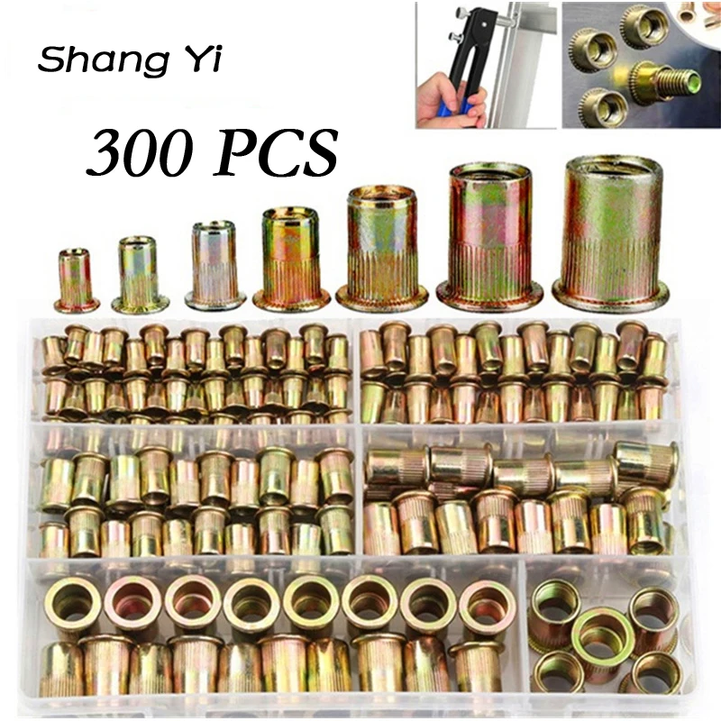 300PCS boxed cylindrical flat head vertical grain rivet nut galvanized rivet nut M3-12 combination
300PCS boxed cylindrical flat head vertical grain rivet nut galvanized rivet nut M3-12 combination