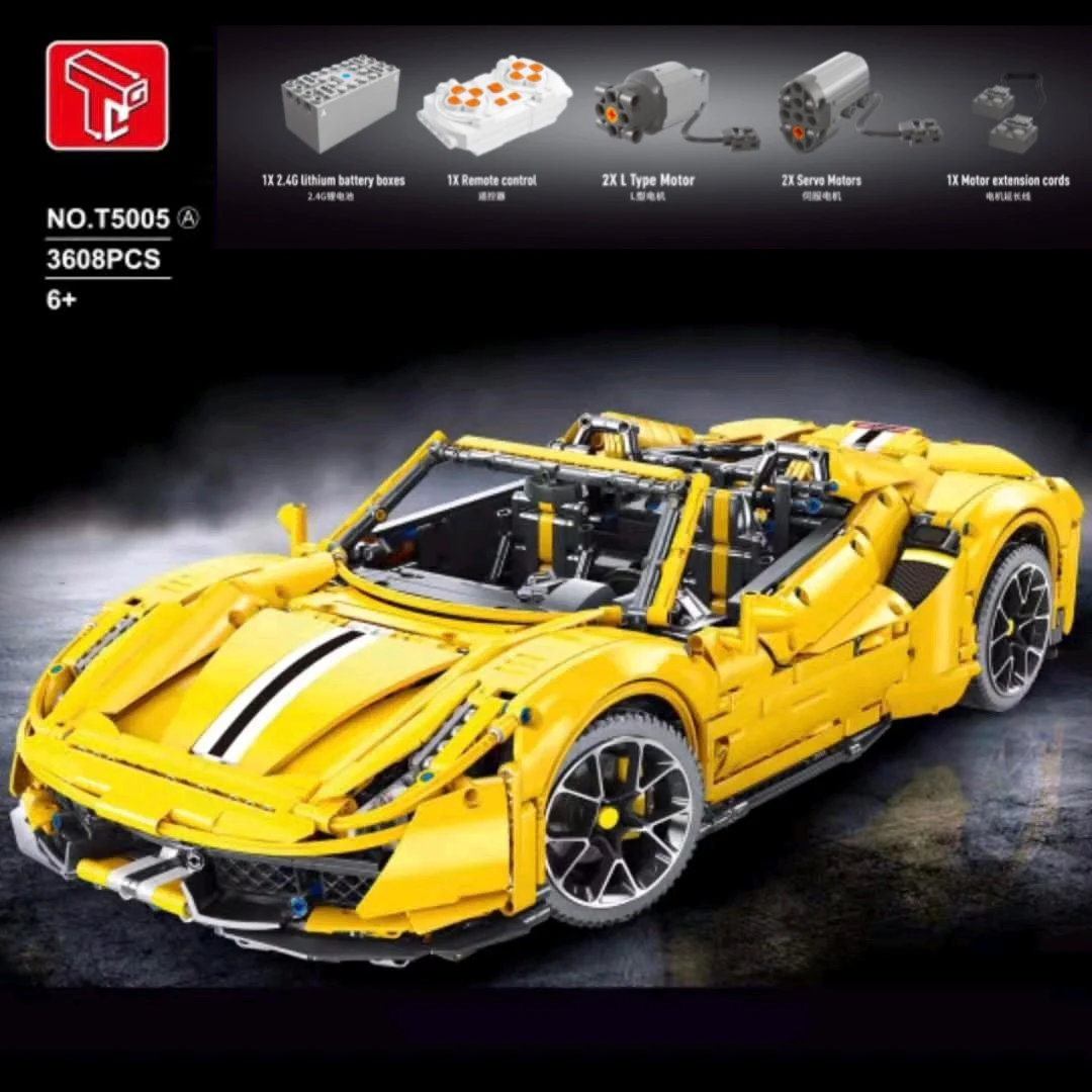 T5005 High Tech Supercar Yellow GTE SUV RSR Sports Car 1:8 Model Super Racing Car Building Blocks 3608pcs Bricks Toys Gift
T5005 High Tech Supercar Yellow GTE SUV RSR Sports Car 1:8 Model Super Racing Car Building Blocks 3608pcs Bricks Toys Gift