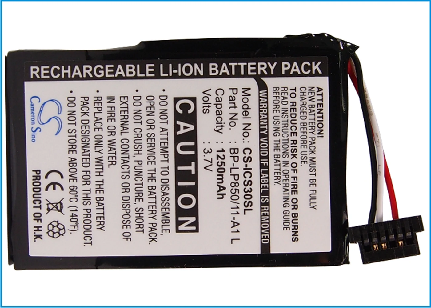 Cameron Sino 1250mA Battery for Navman S30, S50, S70, S80, S90, S90i BP-LP850/11-A1 L
Cameron Sino 1250mA Battery for Navman S30, S50, S70, S80, S90, S90i BP-LP850/11-A1 L