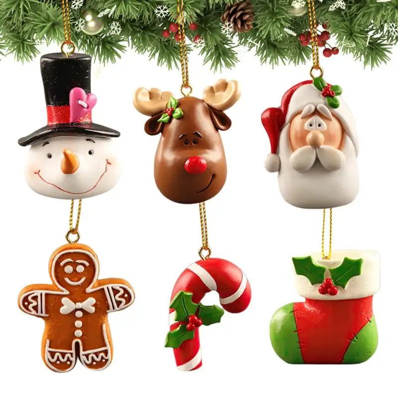 

Декор для рождественской елки, яркие 3D украшения из смолы, милые забавные мультяшные орнаменты из смолы, Рождественский Декор с имбирными пряничными конфетами