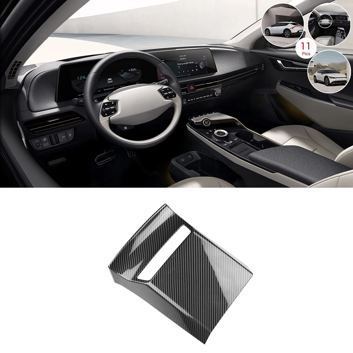 Car Carbon Fiber Front USB Plug Frame Anti-Kick Panel Cover Trim for KIA EV6 2021 2022
Car Carbon Fiber Front USB Plug Frame Anti-Kick Panel Cover Trim for KIA EV6 2021 2022