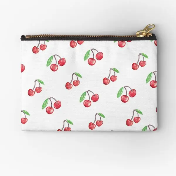 

Cherries Hand Drawn Zipper Pouches Pocket Bag Money Panties Storage Packaging Socks Men Small Wallet Underwear Coin Cosmetic