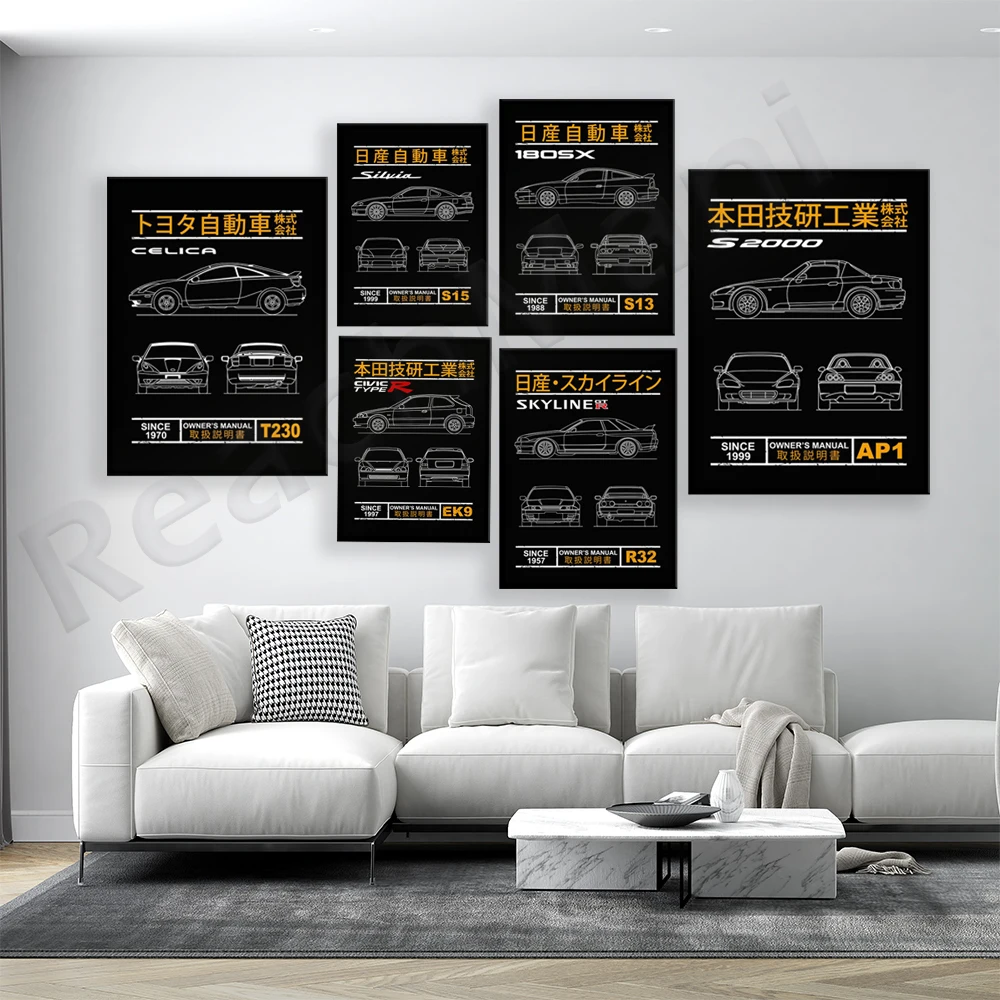 Classic Cars Skyline R33, R34 Blueprint, 180SX Blueprint Car Painting Print Pop Wall Art Poster Picture Boy Gift
Classic Cars Skyline R33, R34 Blueprint, 180SX Blueprint Car Painting Print Pop Wall Art Poster Picture Boy Gift