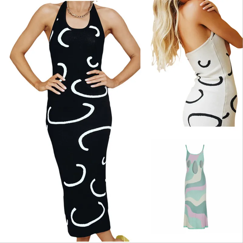 Women Knit Halter Dress Summer 2022 Adults Slim Fit Sleeveless Backless Geometric Print U-shaped Neck Dress
Women Knit Halter Dress Summer 2022 Adults Slim Fit Sleeveless Backless Geometric Print U-shaped Neck Dress