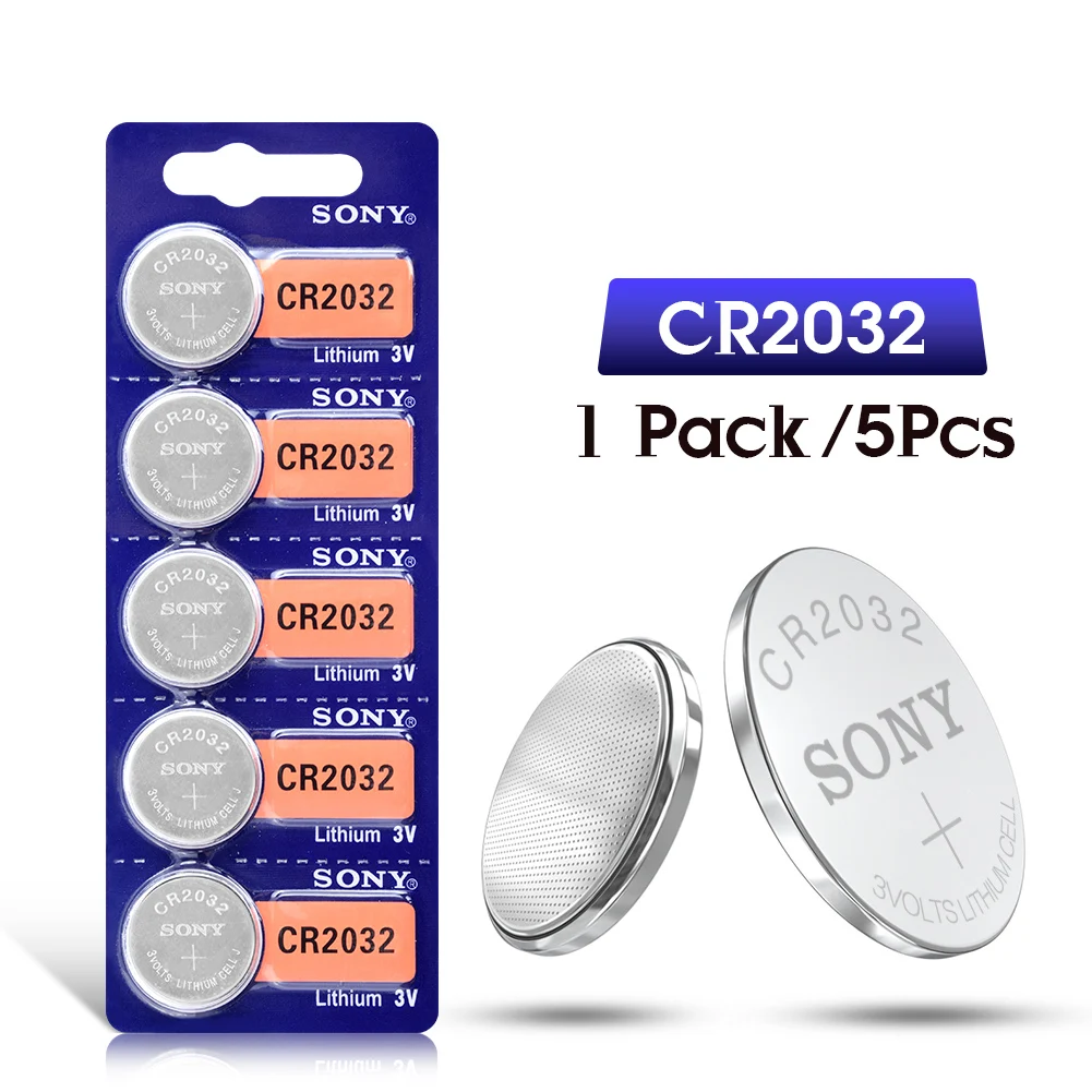 SONY 5Pcs CR2032 Lithium Button Cell Batteries 3V CR 2032 DL2032 ECR2032 BR2032 Disposable Battery For Watch Electronic Remote
SONY 5Pcs CR2032 Lithium Button Cell Batteries 3V CR 2032 DL2032 ECR2032 BR2032 Disposable Battery For Watch Electronic Remote