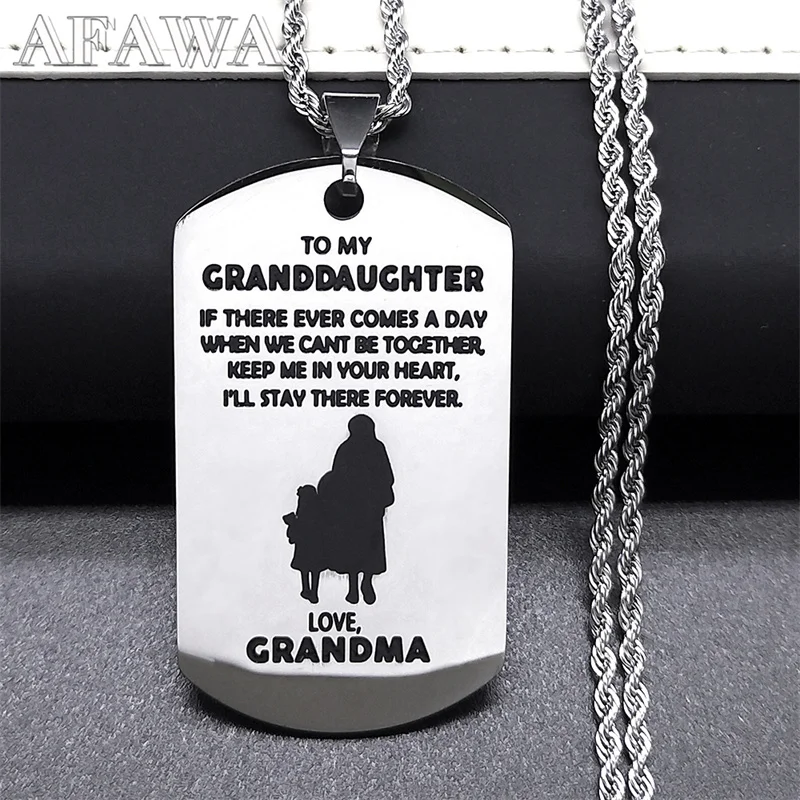 To My Granddaughter Pendant Necklace Stainless Steel Silver Color Grandma Love Letters Chain Necklaces Jewelry collier N2824S02
To My Granddaughter Pendant Necklace Stainless Steel Silver Color Grandma Love Letters Chain Necklaces Jewelry collier N2824S02
