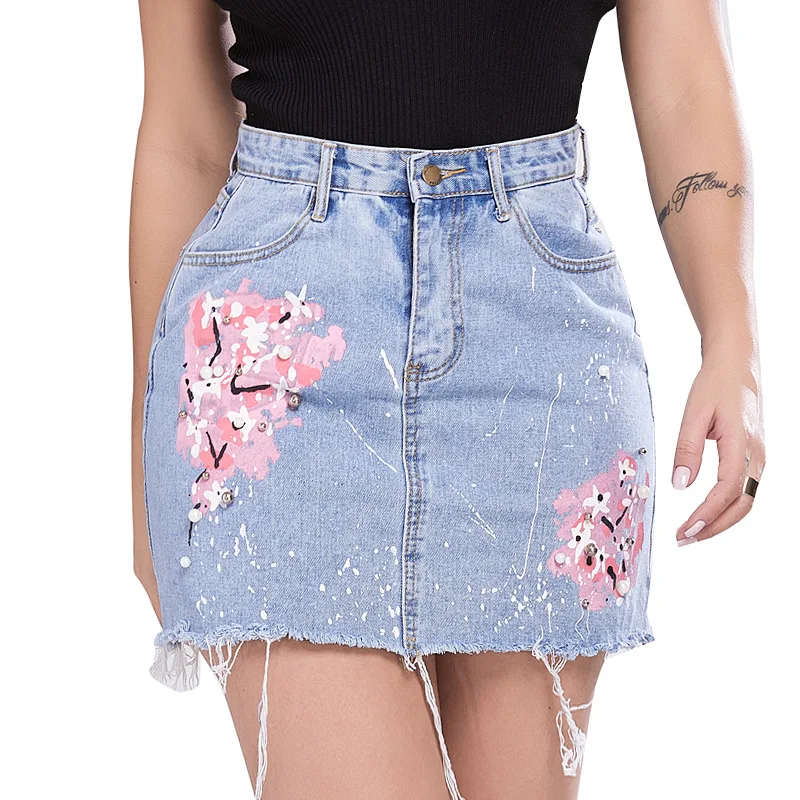 Skirt Women's New Summer Graffiti Print Beaded Street Slim A-Line Skirt Denim Skirt
Skirt Women's New Summer Graffiti Print Beaded Street Slim A-Line Skirt Denim Skirt
