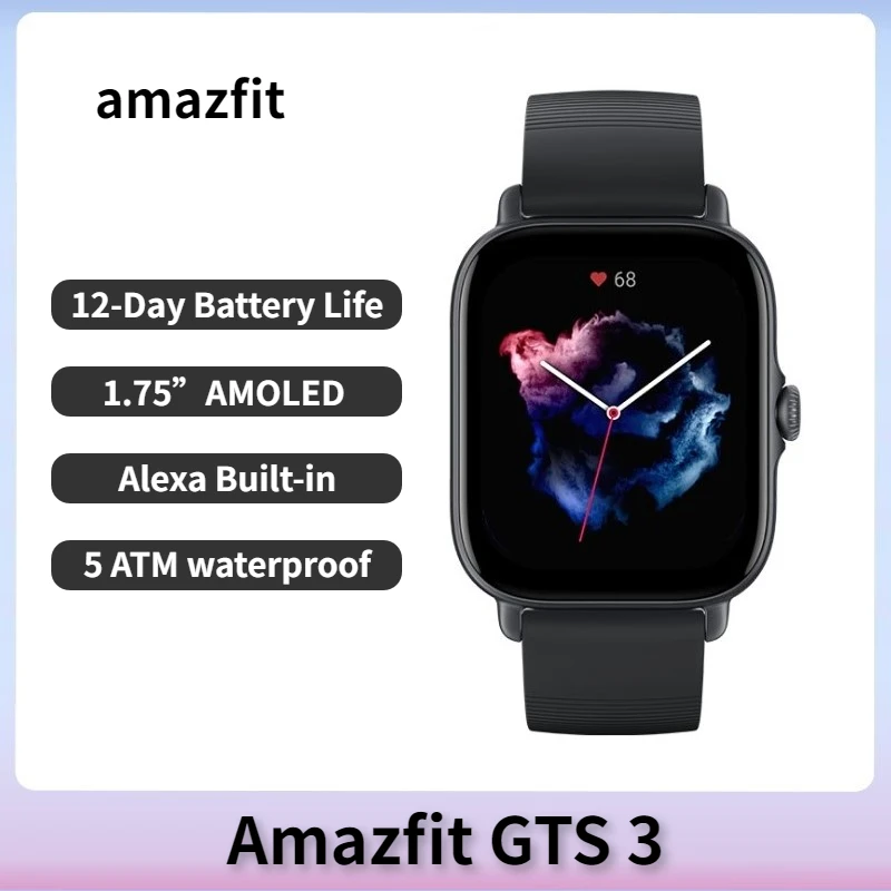 

Amazfit GTS 3 Smart Watch Global Version Fitness Tracker GPS 150 Sport Mode 1.75”AMOLED Display Blood Oxygen Heart Rate Tracking