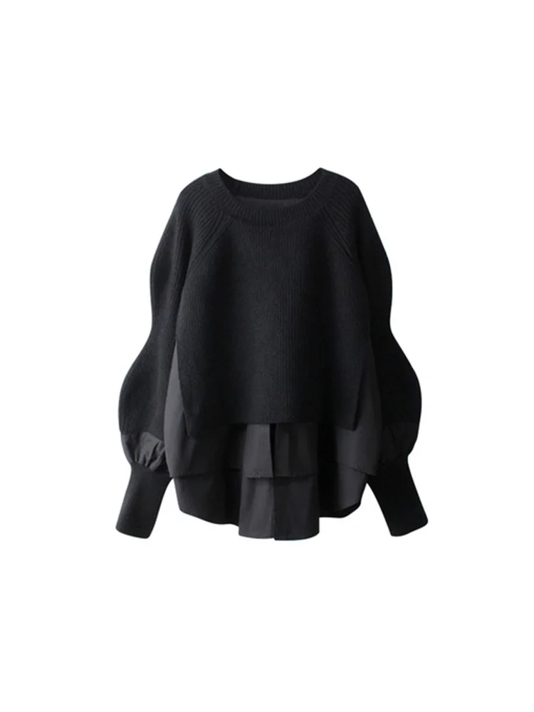 Autumn Winter Women Crew-neck Blouses Patchwork Irregular Clipping Knitwear Long Sleeve Pleated Design Knitted Pullover Swe 2023
Autumn Winter Women Crew-neck Blouses Patchwork Irregular Clipping Knitwear Long Sleeve Pleated Design Knitted Pullover Swe 2023