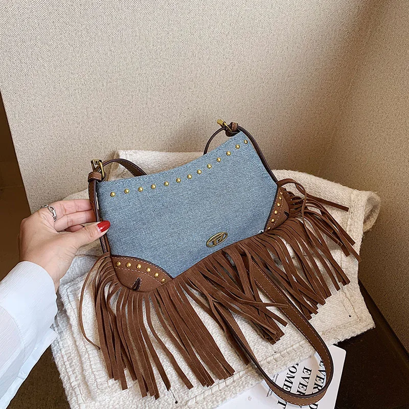 Fashion Denim Tassels Shoulder Crossbody Bags for Women Handbags and Purses 2023 New Vintage Ladies Messenger Bags High Qulaity
Fashion Denim Tassels Shoulder Crossbody Bags for Women Handbags and Purses 2023 New Vintage Ladies Messenger Bags High Qulaity