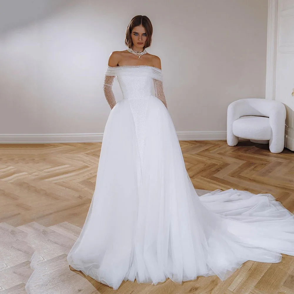 Msikoods Glitter Elegant Mermaid Wedding Dresses With Detachable Train Long Shiny Sleeves Bohemia Bridal Gowns Plus Size
Msikoods Glitter Elegant Mermaid Wedding Dresses With Detachable Train Long Shiny Sleeves Bohemia Bridal Gowns Plus Size